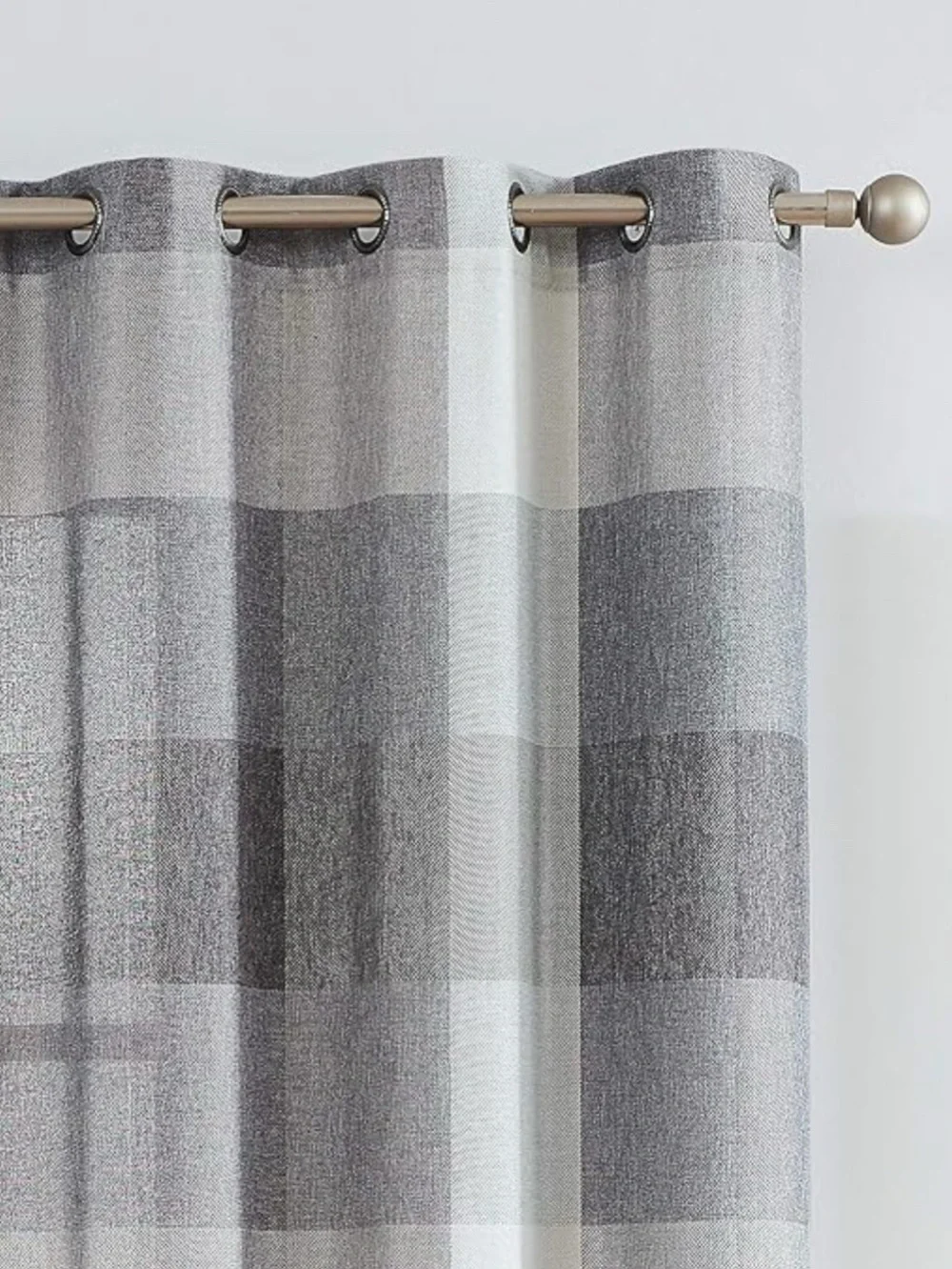 Romantex Gray Plaid Grommet Curtain Panel set of 2